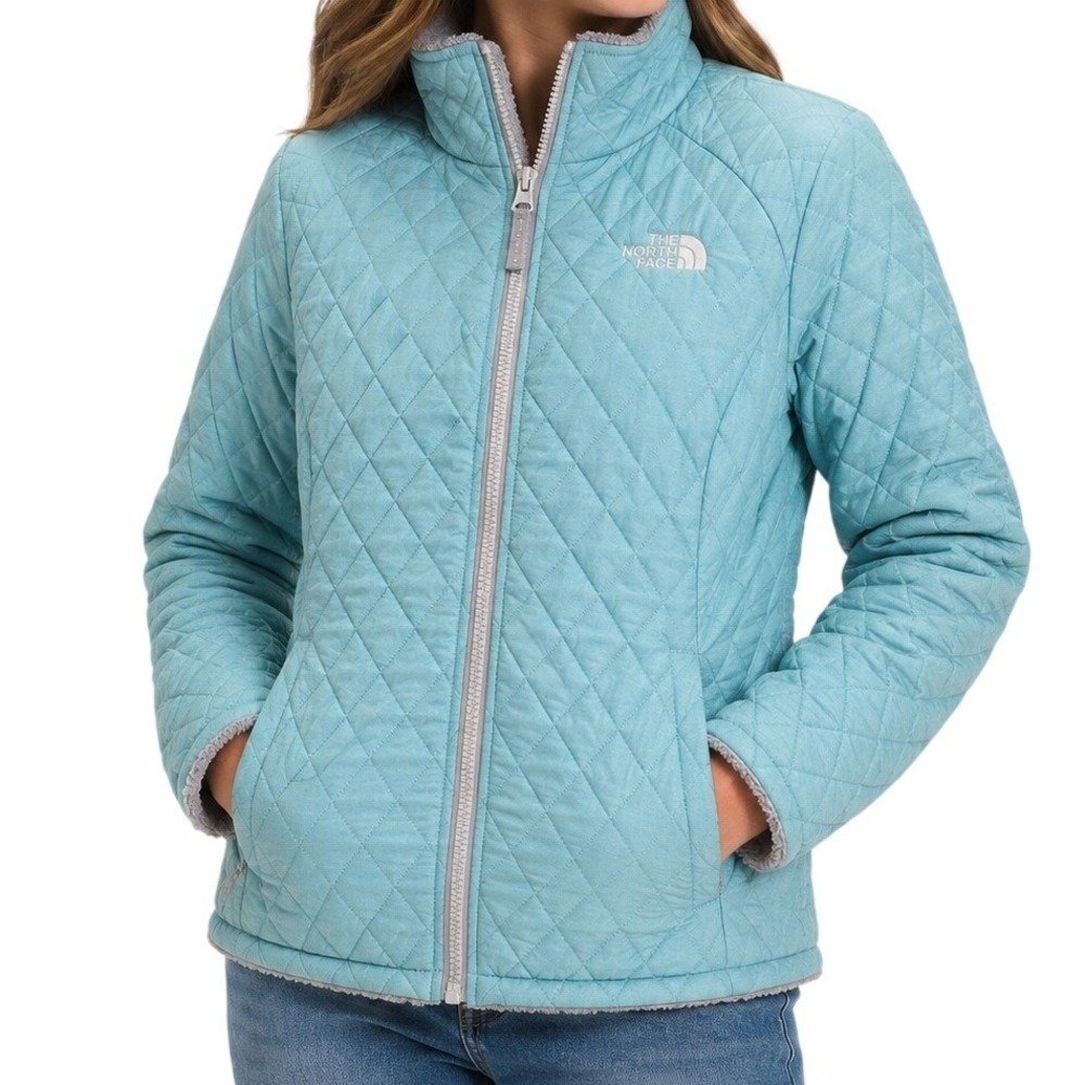 The North Face Light Blue and Gray‎ Reversible Jacket Girl's XL 18